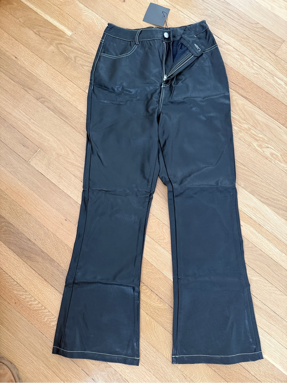le lis faux leather flared pant